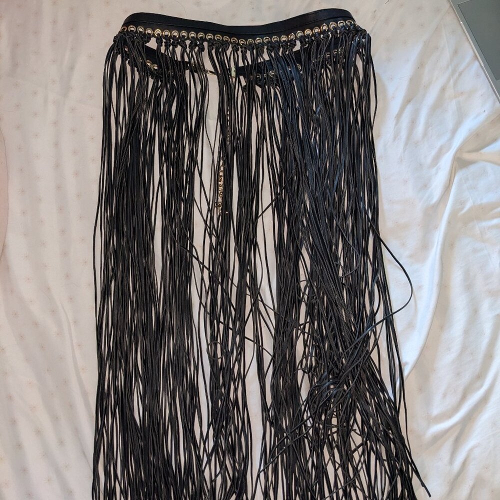 Black fringe waist belt - Picture 2 of 3